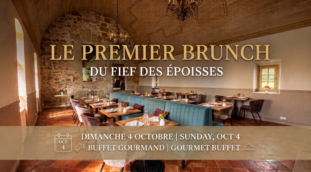 Salle de restaurant du Fief des Époisses dressée pour le brunch du 4 octobre 2026