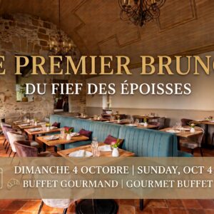 Salle de restaurant du Fief des Époisses dressée pour le brunch du 4 octobre 2026